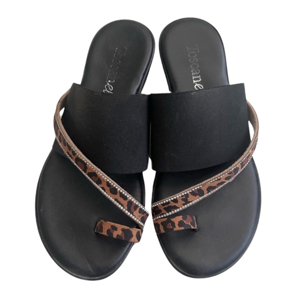 Ladies Sandal with Leopard Print Detail Size 6.5